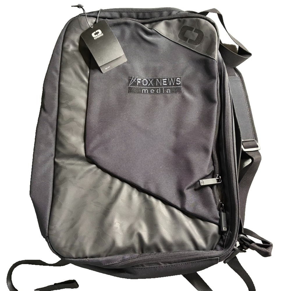 Ogio BRAND NEW Black Backpack Laptop Travel AIR Padded Canvas "FOW NEWS MEDIA"
